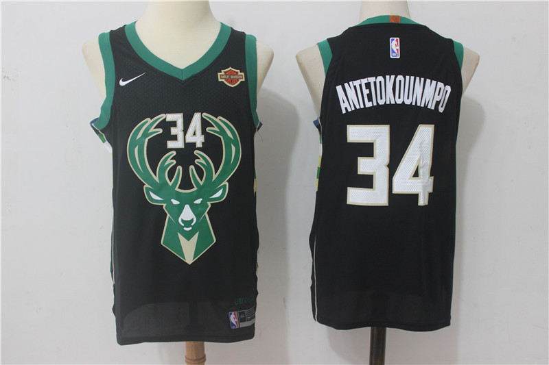 Men Milwaukee Bucks 34 Antetokounmpo Black New Nike Season NBA Jerseys